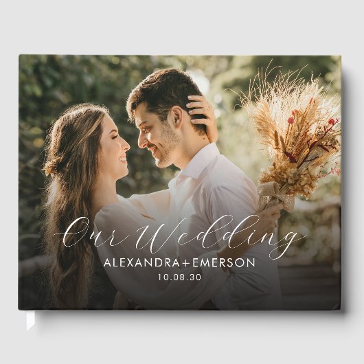 シンプルモダンモノグラム結婚写真のゲストブック ゲストブック (正面)