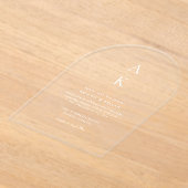 シンプルモダンモノグラム結婚写真 アクリル招待状 (レイダウン)