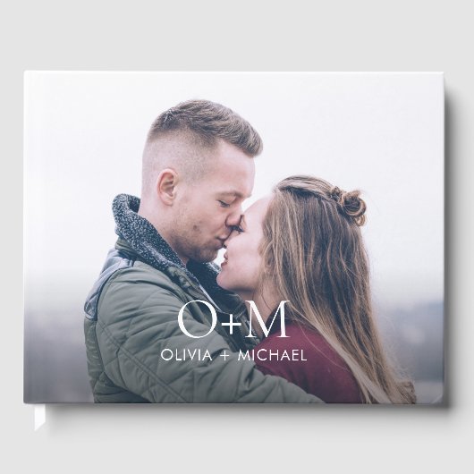 シンプルモダンモノグラム結婚写真 ゲストブック (正面)