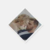 シンプルモダンモノグラム結婚写真 スタンダードカクテルナプキン (角)