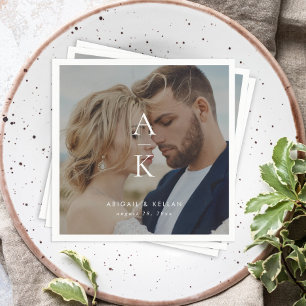 シンプルモダンモノグラム結婚写真 スタンダードカクテルナプキン