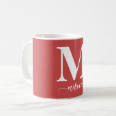 シンプルモダンモノグラム赤マグカップ コーヒーマグカップ (正面左)