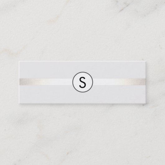 シンプルモダンモノグラム銀ストライプの白 スキニー名刺 (正面)