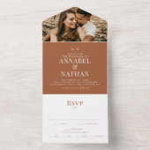 シンプルモダンモノグラム&フォトテラコッタ結婚ズ オールインワン招待状 (内側)