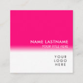 シンプルモダンユニークYour Logo Bright Pink White スクエア名刺 (正面)