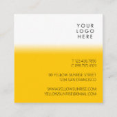 シンプルモダンユニークYour Logo Bright Yellow White スクエア名刺 (裏面)