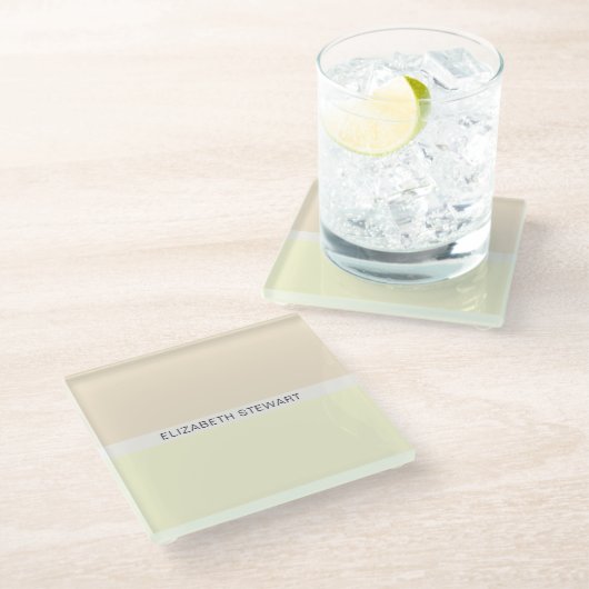 シンプルモダンライトピーチとイエロー ガラスコースター (アングル)