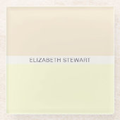 シンプルモダンライトピーチとイエロー ガラスコースター (正面)