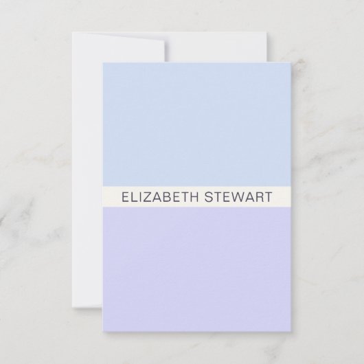 シンプルモダンライトブルーとラベンダープロフェッショナル ノートカード (正面)