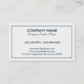 シンプルモダンリバーシブルダークブルー&ホワイト縁ど 名刺 (裏面)