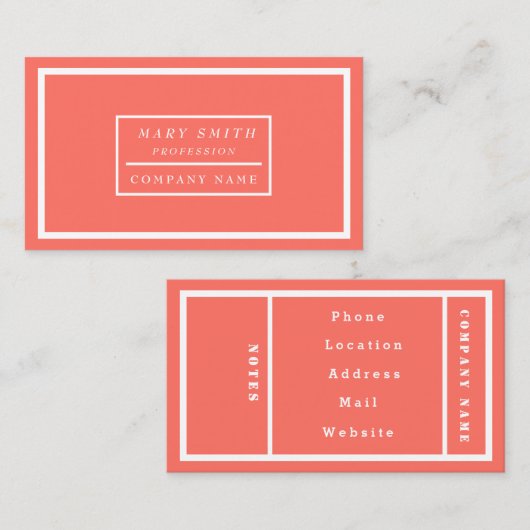 シンプルモダンリビングコーラル 名刺 (正面/裏面)