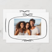 シンプルモダンリボン写真クリスマス シーズンカード (正面/裏面)