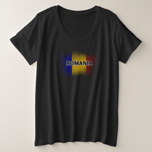 シンプルモダンルーマニア国旗の土産 プラスサイズTシャツ (デザイン正面)