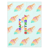 シンプルモダンレインボーのアイスクリーム誕生日パーティー テーブルクロス (正面)