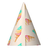シンプルモダンレインボーのアイスクリーム誕生日パーティー パーティーハット (裏面)