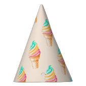 シンプルモダンレインボーのアイスクリーム誕生日パーティー パーティーハット (右)