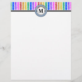 シンプルモダンレインボーカラーストライプモノグラム レターヘッド