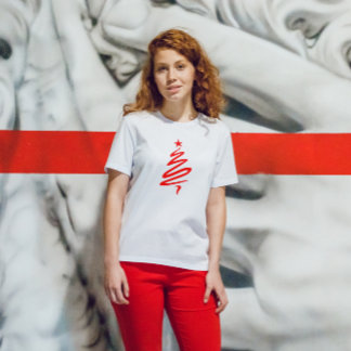シンプルモダンレッドクリスマスツリーホリデイ Tシャツ