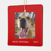シンプルモダンレッドフレームファミリーペットホリデー セラミックオーナメント (左)