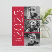 シンプルモダンレッド3写真2025卒業 案内状 (スタンド正面)