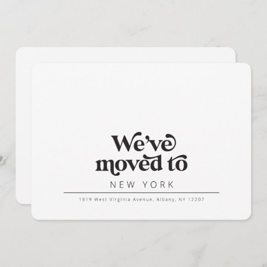 シンプルモダンレトロタイポグラフィ移動 案内状 (正面/裏面)