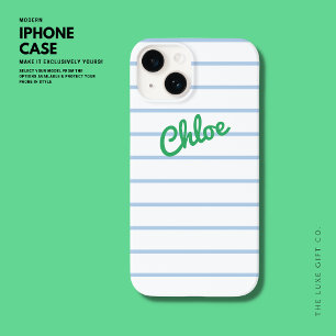 シンプルモダンレトロブルーとグリー薄いストライプ名 Case-Mate iPhone 14ケース