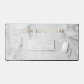 シンプルモダンロゴ白大理石事務所 デスクマット (キーボード&マウス)