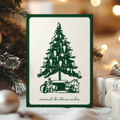 シンプルモダンヴィンテージクリスマスツリーと玩具 シーズンカード