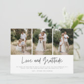 シンプルモダン三つ結婚の写真 サンキューカード (スタンド正面)