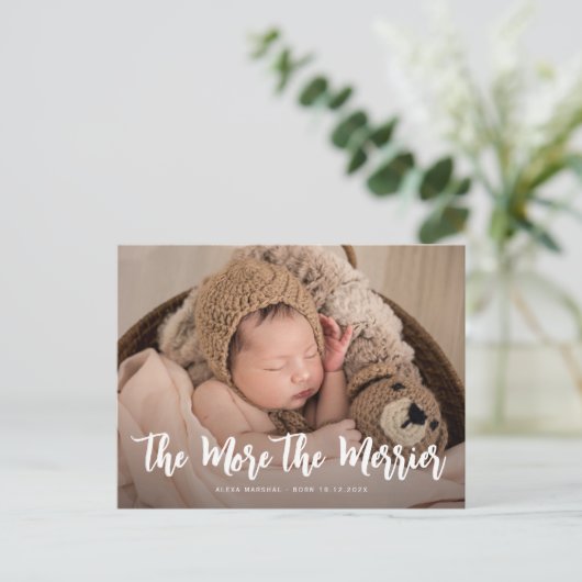 シンプルモダン休日の誕生発表カード シーズンポストカード (スタンド正面)