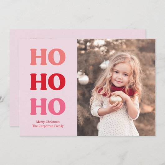 シンプルモダン休日2フォトレッドとピンク シーズンカード (正面/裏面)