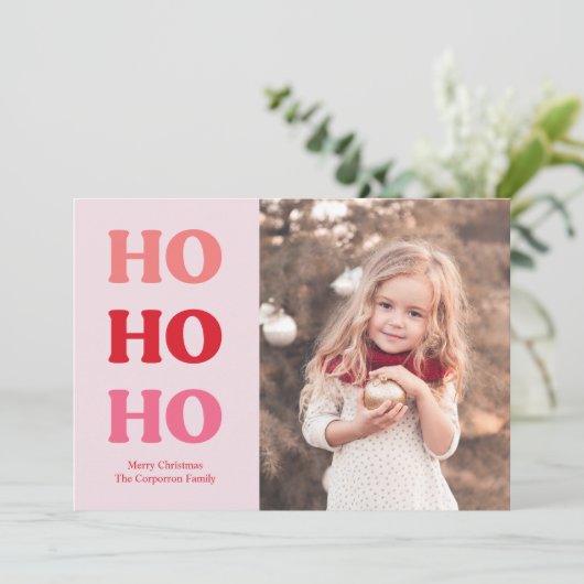 シンプルモダン休日2フォトレッドとピンク シーズンカード (スタンド正面)