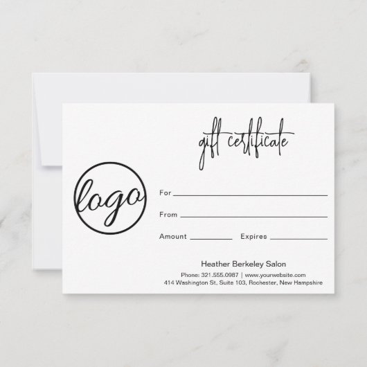 シンプルモダン会社ロゴギフト券 (裏面)