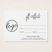 シンプルモダン会社ロゴギフト券 (裏面)