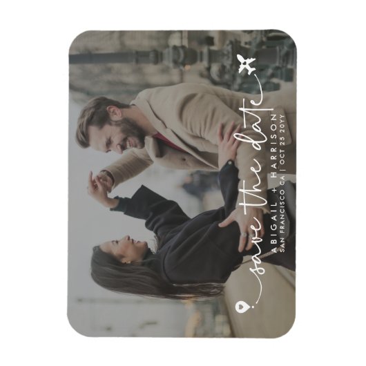 シンプルモダン先ウェディングスクリプトの写真 マグネット (縦)