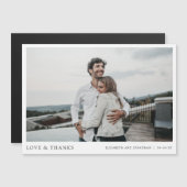 シンプルモダン写真ありがとうお結婚客様のマグネットカード (正面/裏面)