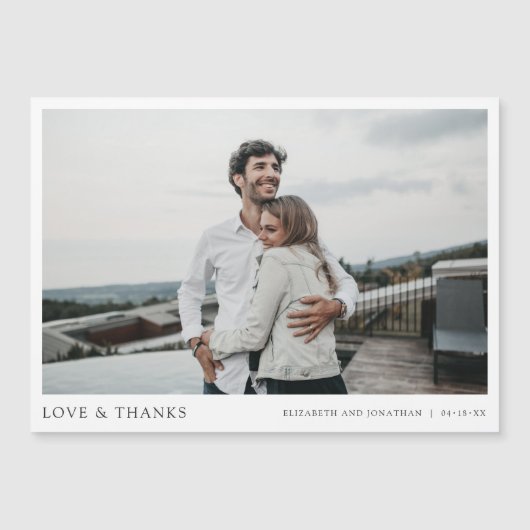 シンプルモダン写真ありがとうお結婚客様のマグネットカード (正面)