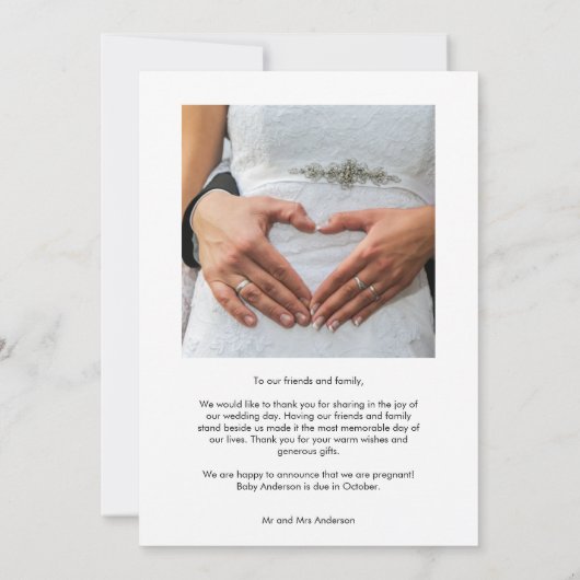 シンプルモダン写真ありがとうご結婚ざう カード (裏面)