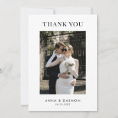 シンプルモダン写真とメッセージのミニマ結婚リスト サンキューカード (正面)