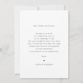 シンプルモダン写真とメッセージのミニマ結婚リスト サンキューカード (裏面)