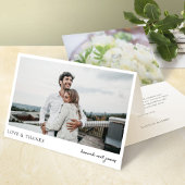 シンプルモダン写真の愛と感謝してい結婚の サンキューカード