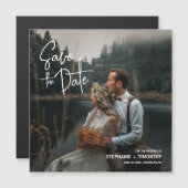 シンプルモダン写真の日付を保存結婚する マグネット招待状 (正面/裏面)