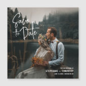 シンプルモダン写真の日付を保存結婚する マグネット招待状 (正面)