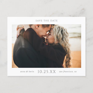 シンプルモダン写真の日付を保存結婚する 案内ポストカード