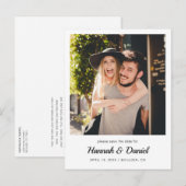 シンプルモダン写真の日付を保存結婚する 案内ポストカード (正面/裏面)