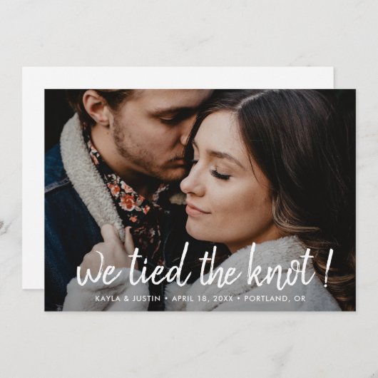 シンプルモダン写真の結婚取り外し 案内状 (正面/裏面)