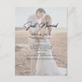 シンプルモダン写真の結婚発表 ポストカード