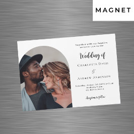 シンプルモダン写真の結婚高級 マグネット招待状