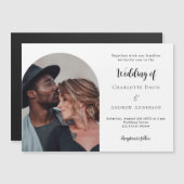 シンプルモダン写真の結婚高級 マグネット招待状 (正面/裏面)