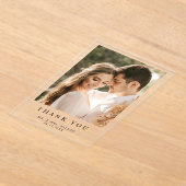 シンプルモダン写真アクリル結婚サンキューカード アクリル招待状 (レイダウン)